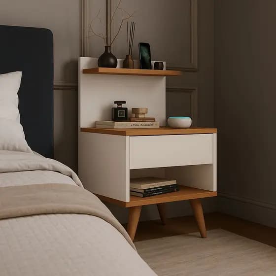 Mesa de Cabeceira Para Quarto Com Prateleira Criado Modelo SLEEP Várias Cores