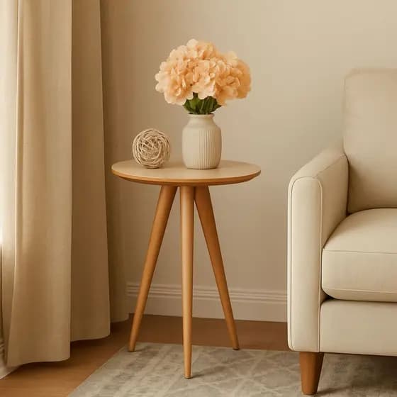 Mesinha Redonda Para Sala Quarto Apoio Canto Pés Retro Madeira Mdf Cores