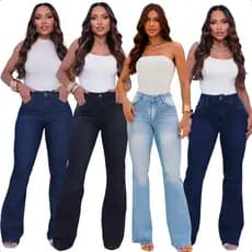 Calça Jeans Flare Feminina Premium Cintura Alta Ajuste Perfeito Alongadora Confortável