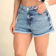 Short Jeans Feminino Desfiado 100% Algodão Cintura Alta Confortável