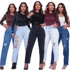 Calça Jeans Mom Destroyed Feminina Cintura Alta Modela Corpo 100% Algodão Premium