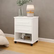 Mesa de Cabeceira para cama box criado box com gavetas rodinha