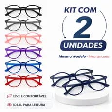 Kit com 2 Óculos de Grau Para Perto Leitura Presbiopia Celular - Unissex Leve Confortável 0.5 a 5.0 Escolha Cor