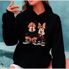 Moletom Canguru Mickey e Minnie Blusa de Frio Unissex Casal Desenho Animado
