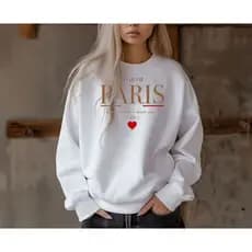 Moletom Casaco Agasalho Gola Careca Flanelado Sem Capuz Estampado Paris Bonjuor