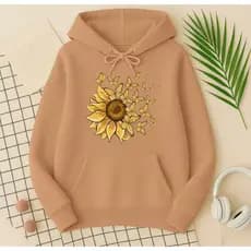 Blusa de Frio Moletom Feminino Borboleta Floral Laranja Confortável Inverno Look Jovem
