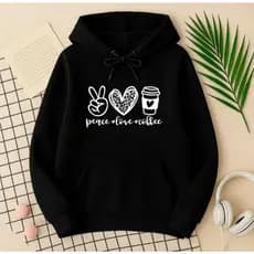 Blusa de Frio Moletom Feminino Blusão Estampado "Paz Amor Coffe" Fofa Várias Cores