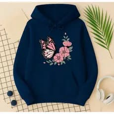 Blusa de Frio Moletom Feminino Borboleta e Flores Primavera Look Quentinho Inverno Versátil Promoção