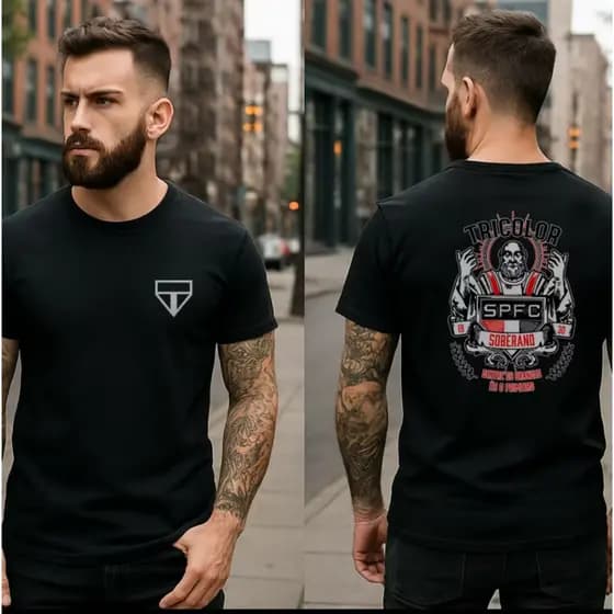 Camiseta time Personalizada - O Mundo é seu torcedor Tricolor Soberano 100% Algodão