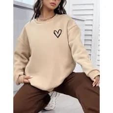 Moletom Feminino 100% Algodão Coraçãozinho Blogueirinha Minimalista Basico Estiloso Moda Inverno