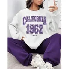 Moletom Feminino Califórnia 1962 Streetwear Minimalista Estiloso E Casual Lançamento Enviamos Rapido