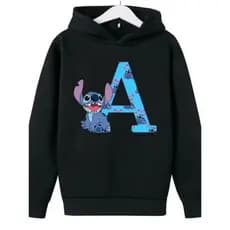 Blusa Moletom Letras Do Alfabeto Canguru Com Capuz Stitch Letter ABCD Casaco Unissex