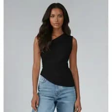 Blusa Feminina Ombro Único Com Franzido Assimétrica Casual Elegante Mula Manca