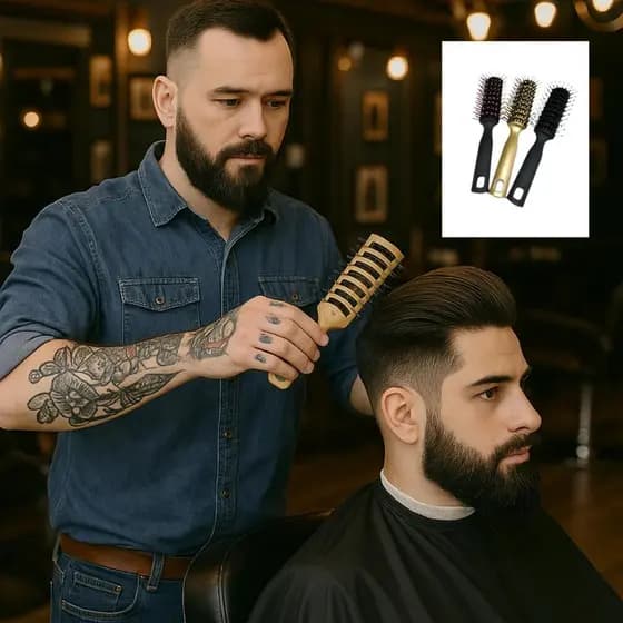 Escova Pompadour de Cabelo Penteado Ventilada de Cerdas com Pontas Esféricas Pra Desembaraçar Antiestático