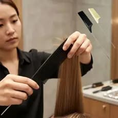 Pente de Carbono para Química fino com cabo de Ferro para divisão de cabelo em tranças box braids, Jumbo, penteados.