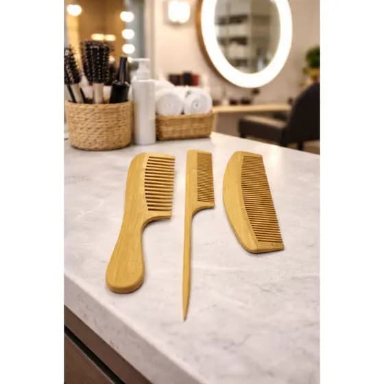 Pentes 100% de Bambu Antiestático Para Cabelos e Barbas