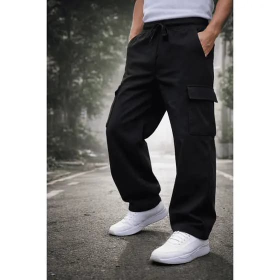 Calça Cargo Masculina/Feminina – Estilo Skate, 6 Bolsos, Cordão Ajustável
