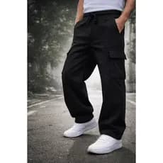 Calça Cargo Masculina/Feminina – Estilo Skate, 6 Bolsos, Cordão Ajustável