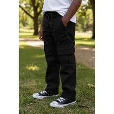 Calça Cargo Infantil Juvenil Menino Sarja 6 Bolsos Elástico 10 ao 16 Moda