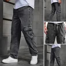 Calça Cargo Larga Unissex Larga Skate,Casual Estilo Cordão de Ajuste Marmorizada Stone