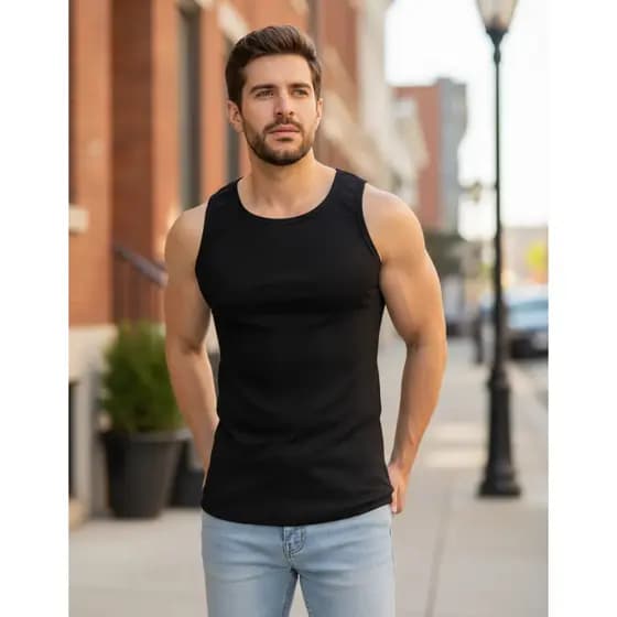 Camiseta Masculina Regata Canelada Estilo Americana Camisa Regata Academia