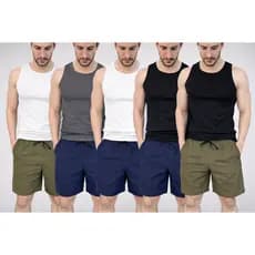 Kit Masculino Verão Regata Canelada + Shorts Tactel Leve Conforto
