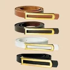4peça cinto feminino fino da moda Para Vestido Short Calça Alfaitaria Fivela Alongada Dourado