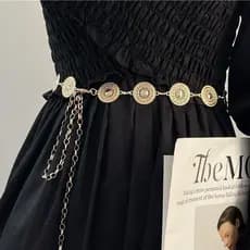 Cinto Designer De Ouro Das Mulheres Da Cintura Cadeia De Moda Cinto De Moeda Vestido De Ouro Prata Estilo Cinto De Metal