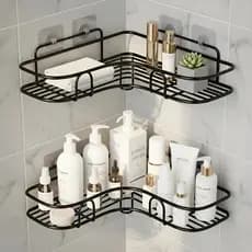 Saboneteira Organizadora Banheiro Porta Shampoo Parede Kit Prateleira Sabonete Cantoneira Preto