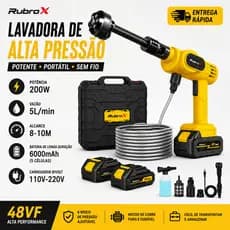 300W Lavadora De Alta Pressão Portátil Recarregável 2 Baterias Para Lavagem De Carros Jardim