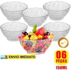 Kit jogo de 6 taça sobremesa Toffee Rocks 6 pçs 150ml de Vidro conjunto Tigela Bowl Mesa Posta Premium