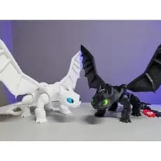 Banguela e Fúria da Luz – Dragões Articulados Brinquedo e Miniatura de Como Treinar o Seu Dragão