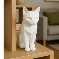 Escultura Gato Decorativo Moderno 3D em PLA Premium – Design Minimalista
