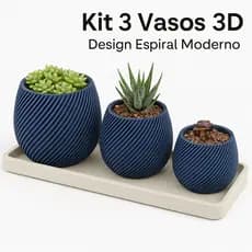 Kit 3 Vasos para Suculentas – Design Espiral Moderno