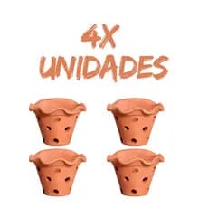 Kit 4 Vasos De Barro Parede Orquídea Furos Babado Cerâmica Jardim Decoração Flores Plantas