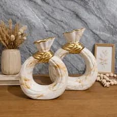 Dupla Kit Decoração Mesa Sala Rack Estante Em Cerâmica Luxo Peças Decorativas