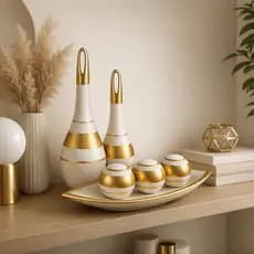 Kit 6PÇ Decoração Cerâmica Vaso Sala Enfeite De Rack Arranjos Aparador Casa Garrafa Flor Cor