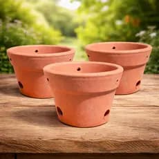 3 Kit Vasos Cerâmica Barro Terracota Artesanal Ecológico Ideal para Orquideas Japonesa Suculentas Plantas Jardim Natural