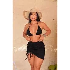 Biquíni com Sainha Feminino Brilhante Premium Moda Praia