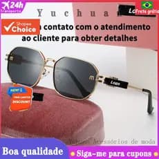 Óculos de Sol Retrô de Metal para Mulheres, Proteção UV, Óculos de Sol de Alta Qualidade