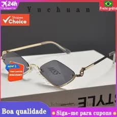 Óculos de Sol Vintage de Diamante Poligonal para Homens e Mulheres Moda Óculos de Sol Sem Armação
