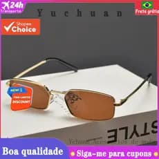 Óculos de Sol Retangulares de Estilo Americano Vintage com Armação Ultra Estreita para Homens e Mulheres