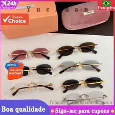 Óculos femininos sem moldura elegantes óculos de sol estilo coreano UV400