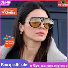 Óculos de Sol Vintage de Armação Grande e Ponte Dupla, Óculos de Sol Unissex de Moda Hip Hop