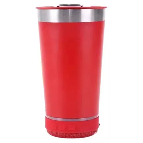 VERMELHO - Normal Bluetooth - Copo Térmico Som Led e TAMPA com ABRIDOR (420 ml)