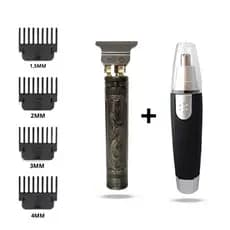 Kit Cuidados Masculinos - Máquina de Cortar Cabelo Acabamento Elétrica Sem Fio Profissional + Aparador de Pelos Nariz