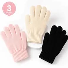 Kit 3 Pares Luvas Infantil Inverno Quentinha Elástica Macia Menino Menina Frio