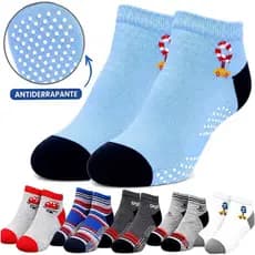 Kit 24 Pares Meias Infantis Masculinas Antiderrapante Criança 2 a 10 Anos
