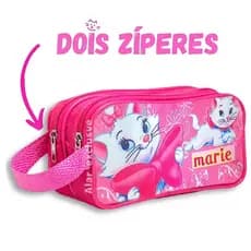 Estojo Escolar Infantil Gata Marie Dois Compartimentos e Alça