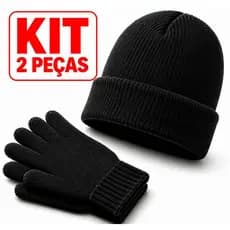 Kit Touca e Luva Adulto Inverno Masculino Feminino Gorro Quente Unissex